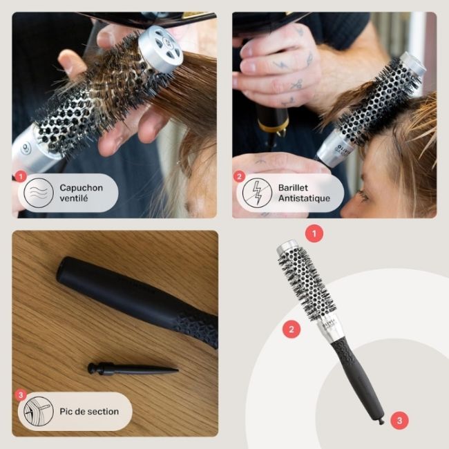 Brosse brushing Essential Blowout classic nylon argent 25mm Olivia Garden