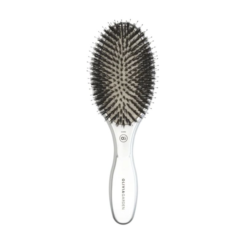 Brosse Expert Care Oval poils de sanglier & nylon argent Olivia Garden