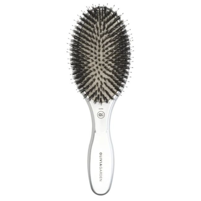Brosse Expert Care Oval poils de sanglier & nylon argent Olivia Garden
