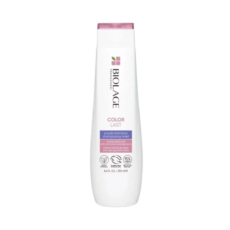 Shampoing violet neutralisant reflets jaunes cheveux colorés Color Last Biolage 250ml