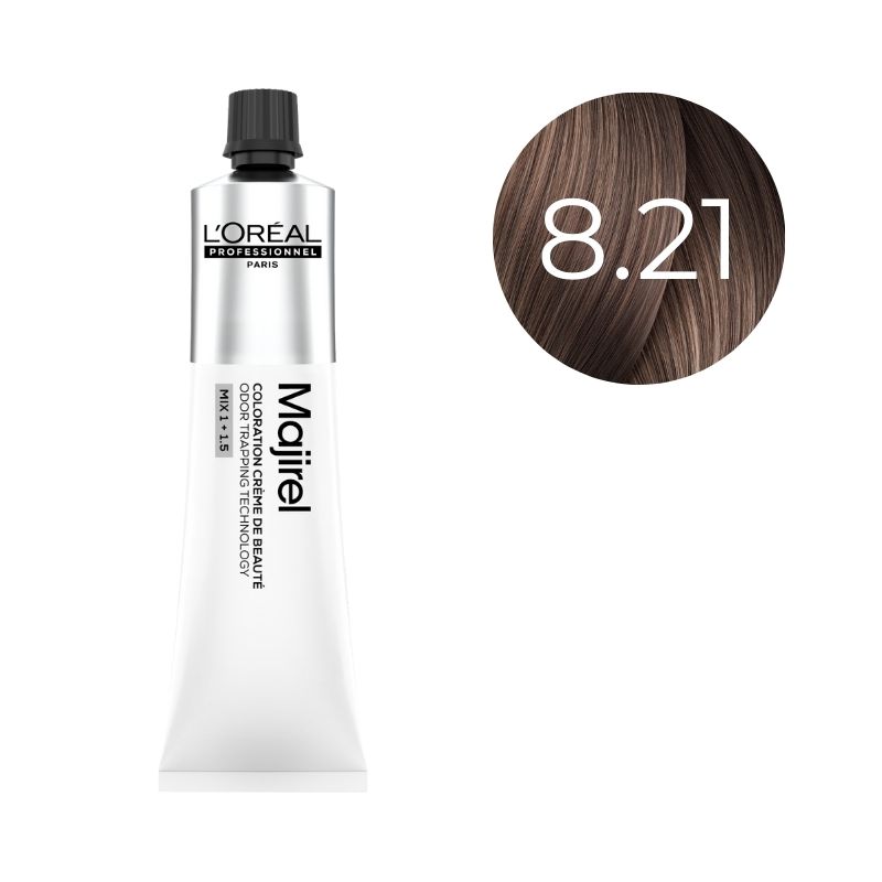 Coloration Majirel Blond Clair Irisé Cendré 8.21 L'Oréal Professionnel 60ml