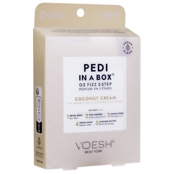Soin des pieds 5 étapes Pedi in a box O2 Fizz Coconut Cream Voesh Soin des pieds 5 étapes Pedi in a box O2 Fizz Coconut Cream Voesh