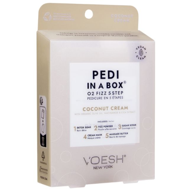 Soin des pieds 5 étapes Pedi in a box O2 Fizz Coconut Cream Voesh