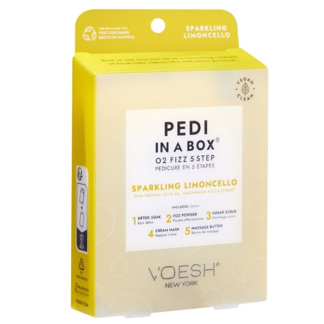 Soin des pieds 5 étapes Pedi in a box O2 Fizz Sparkling Limoncello Voesh