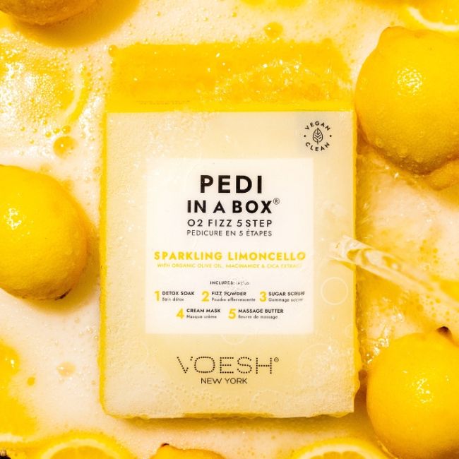 Soin des pieds 5 étapes Pedi in a box O2 Fizz Sparkling Limoncello Voesh