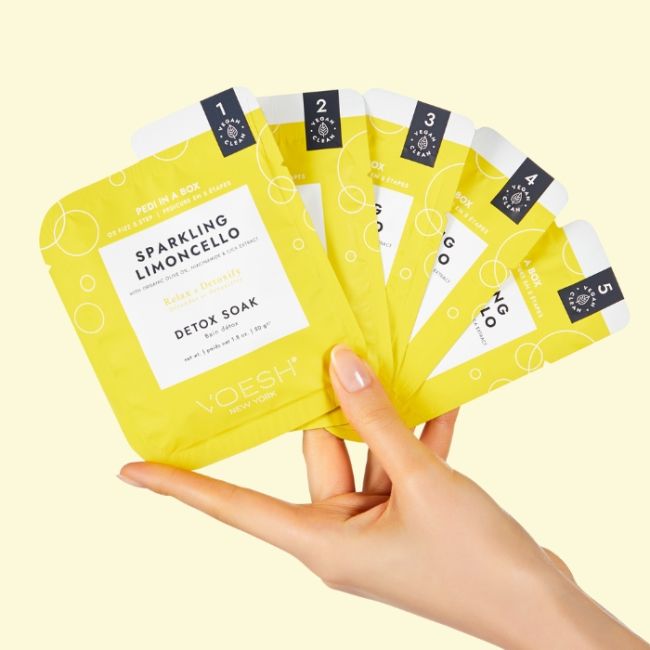 Soin des pieds 5 étapes Pedi in a box O2 Fizz Sparkling Limoncello Voesh