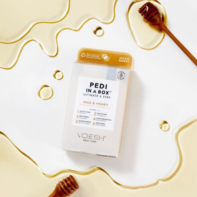 Soin des pieds 4 étapes Pedi in a box Deluxe Honey Oatmilk Nourish Voesh