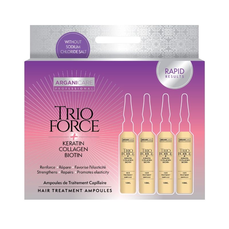 Cure Traitement Réparateur Avancé cheveux Trio Force Arganicare 4x10ml