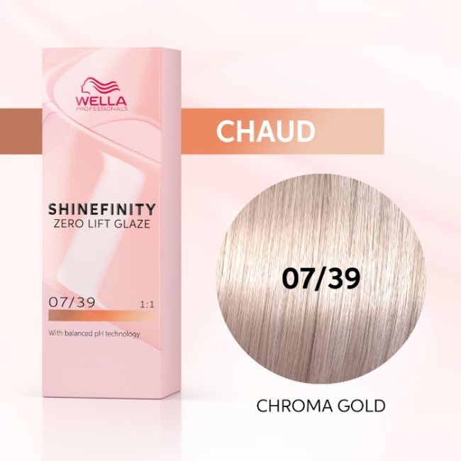Coloration gloss Shinefinity Surreal 07/39 blond moyen doré fumé Wella 60ML