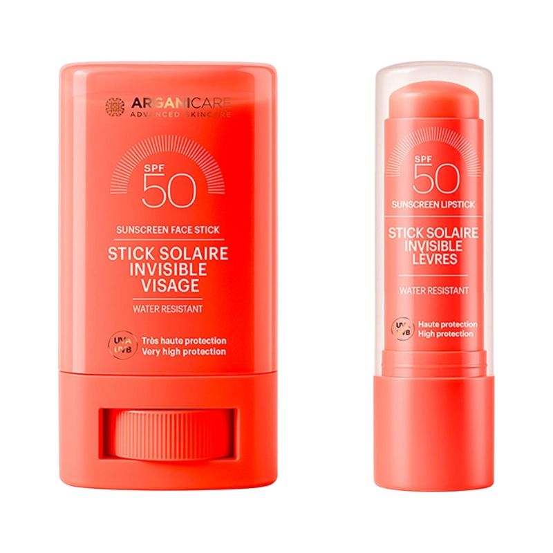 Duo von Solar-Sticks für Gesicht & Lippen SPF 50 Arganicare