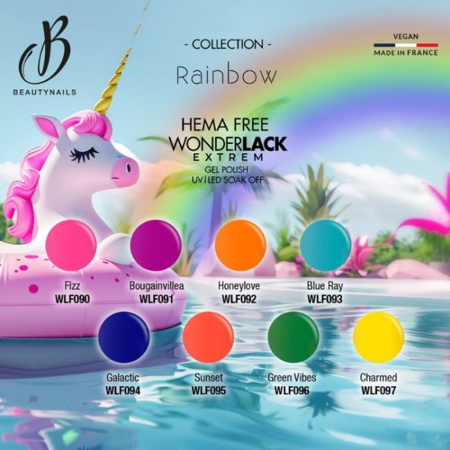 Semi permanent Wonderlack Hema Free Rainbow green vibes Beautynails 8ML