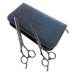 Set ciseaux de coupe et effileur 5.75' gaucher Silkcut Pro Matt Olivia Garden