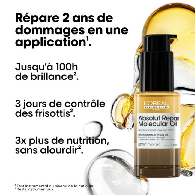 Huile bi-phase réparatrice Absolut Repair Molecular L'Oréal Professionnel 30ML