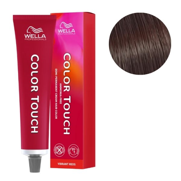 Coloração Color Touch Vermelhos Vibrantes 4/57 Castanho Médio Acaju Marrom Wella 60ml.