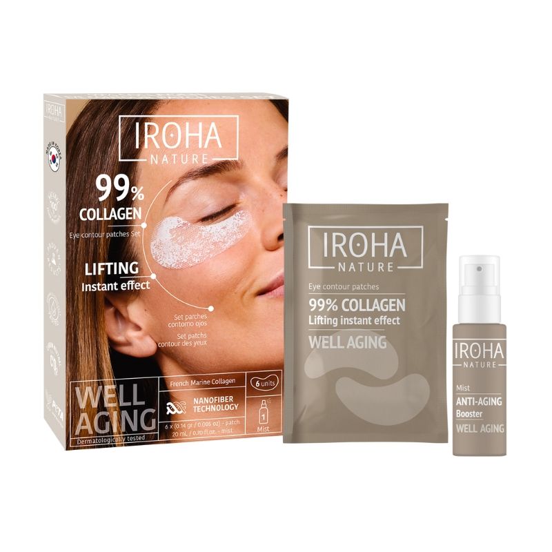 Patchs contour des yeux lifting instantané Collagen x6 + Brume Activatrice Iroha