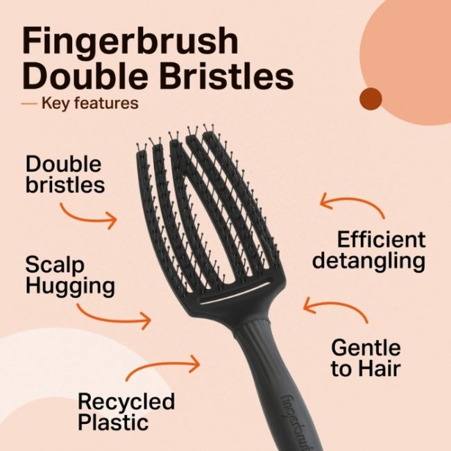 Brosse Fingerbrush Care Iconic Double poils black taille M Olivia Garden