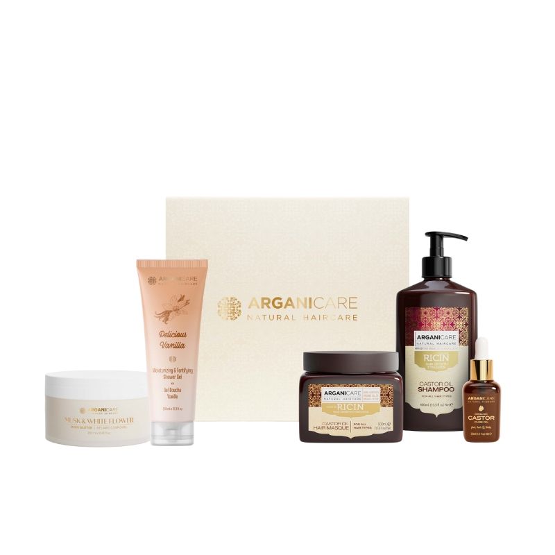 Coffret cabelo e corpo Pousse e Bem-Estar 5 cuidados Arganicare