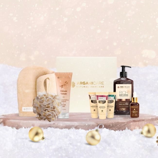 Coffret Compleet Verzorging voor Haar en Lichaam met Ricinusolie, Sheabutter en Zoete Amandel 8 behandelingen Arganicare