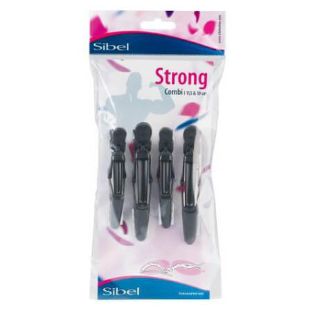 Pinzas para el cabello largas negras x4.