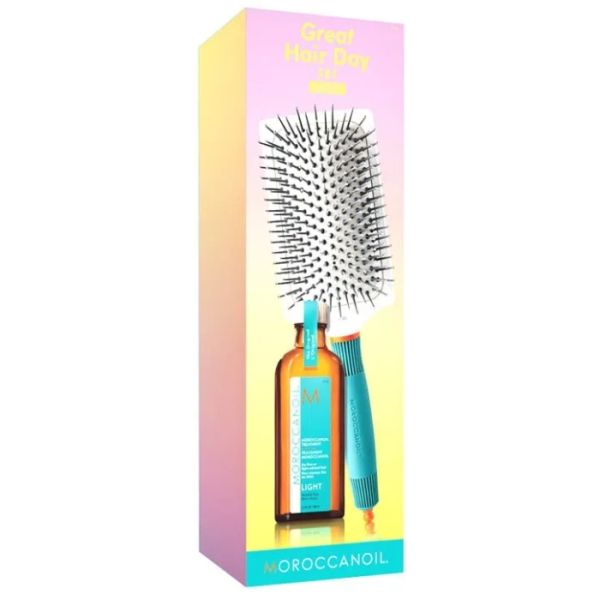 Coffret huile Soin Light 100ml + brosse Moroccanoil