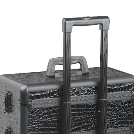 Valigia con 3 livelli di sistemazione - finitura croco nero