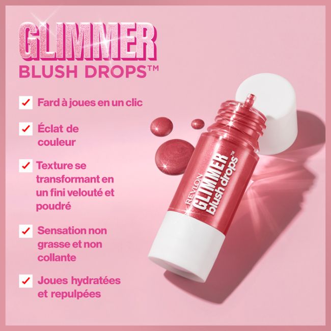 Blush liquide Glimmer Blush Drops Pink it over REVLON