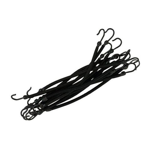 Beutel mit 12 schwarzen, elastischen Haken Beutel mit 12 schwarzen, elastischen Haken