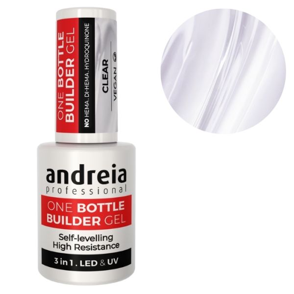 Gel de construction 3-en-1 One Bottle Clear Andreia 14ml