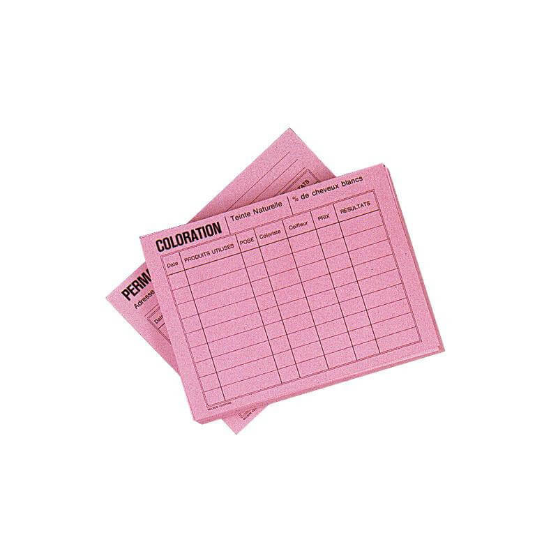 Pacote de 50 fichas técnicas cor-de-rosa.