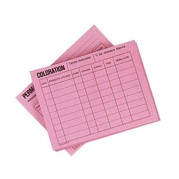 Paquete de 50 tarjetas técnicas rosadas.