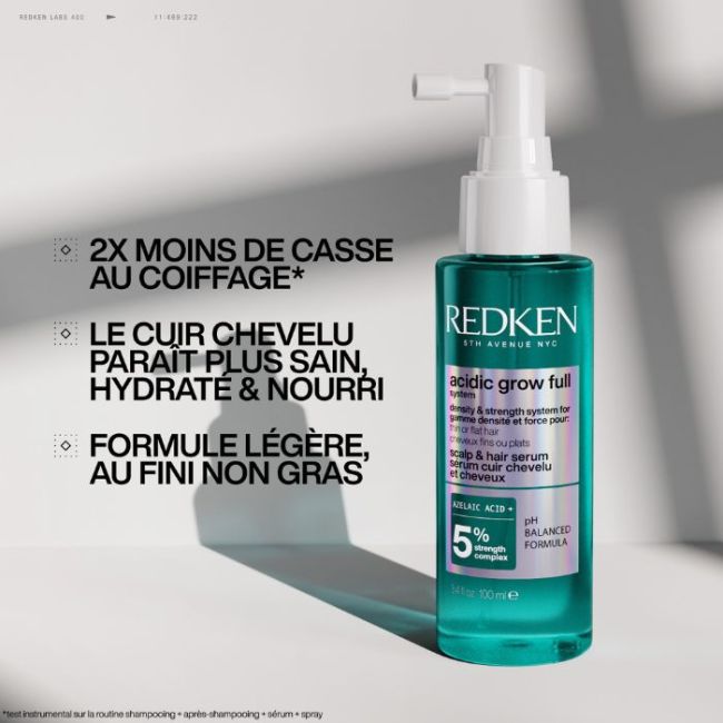 Sérum sans rinçage densité cheveux fins Acidic Grow Full System Redken 100ML