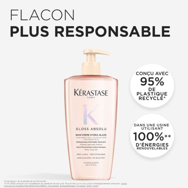 Bain crème rechargeable Hydra-Glaze Gloss Absolu Kérastase 500ML