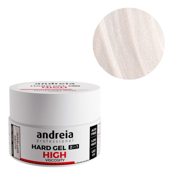 Gel de construction haute viscosité Glitter Soft White Andreia 22g