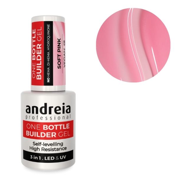 Gel de construction 3-en-1 One Bottle Gel Soft Pink Andreia 14ml