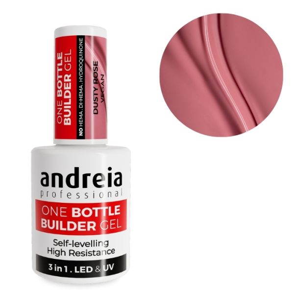 3-in-1 Aufbau-Gel One Bottle Gel mit niedriger Viskosität Dusty Rose Andreia 14ml