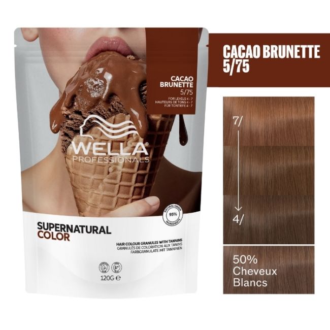 Coloração natural Supernatural Color Castanho Claro Marrom Acaju 5/75 Wella 120g