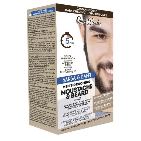 Kit Coloration Barbe et Moustache Châtain foncé Renée Blanche