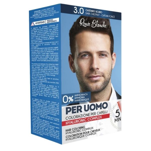 Kit de coloration pour homme 3 chatain foncé cendre Renée Blanche