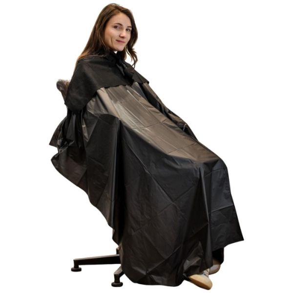 Cappa da parrucchiere compostabile nera 140x140cm Scatola da 50 Biowels