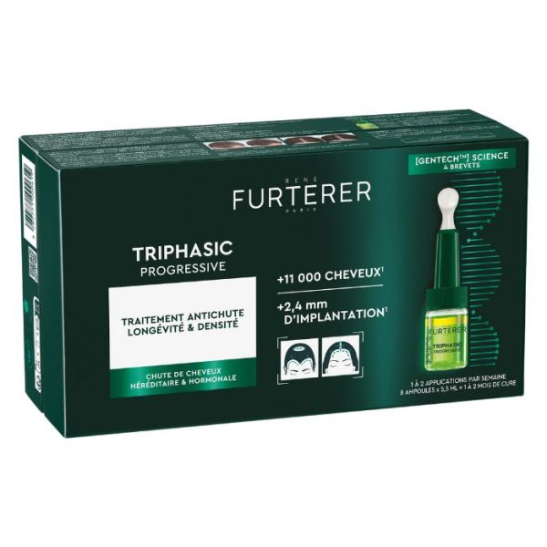 Traitement anti-chute longévité & densité Triphasic Progressive René Furterer 8x5,5ML