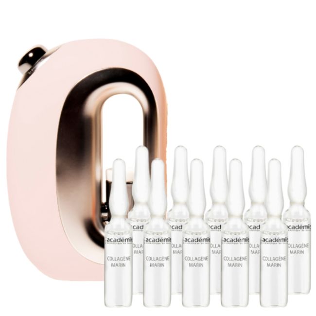 Coffret Diffuseur d'ampoules SK.IN.FUSION et son coffret de 10 ampoules Booster Collagène Marin Académie Scientifique de Beauté