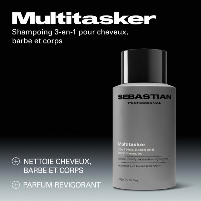 Shampooing 3-en-1 Cheveux + corps + barbe Multitasker Sebastian 280ml