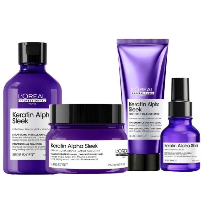 Routine complète disciplinante Keratin Alpha Sleek L'Oréal Professionnel