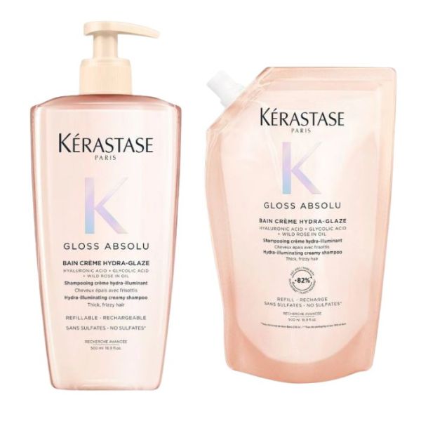 Duo bain crème cheveux épais Gloss Absolu & recharge Kérastase