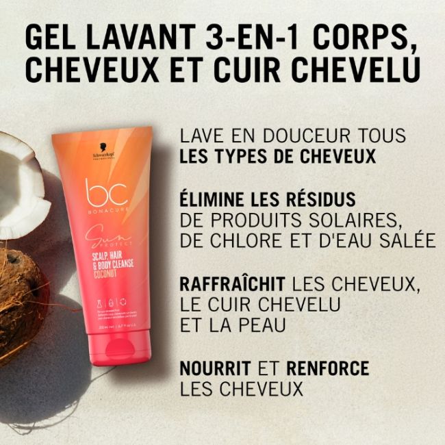 Gel Lavant 3-en-1 Corps, Cheveux ​et Cuir chevelu BC Sun Schwarzkopf 200ml
