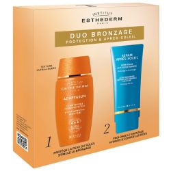 Cofanetto Duo Abbronzatura Fluido invisibile Adaptasun + Trattamento viso Repair Doposole Esthederm