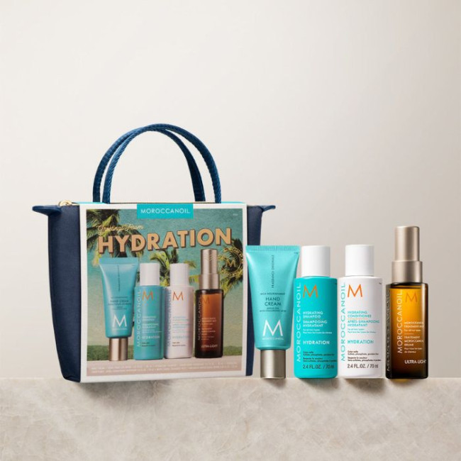 Trousse Voyage Hydratation Moroccanoil – Soin cheveux & crème mains offerte