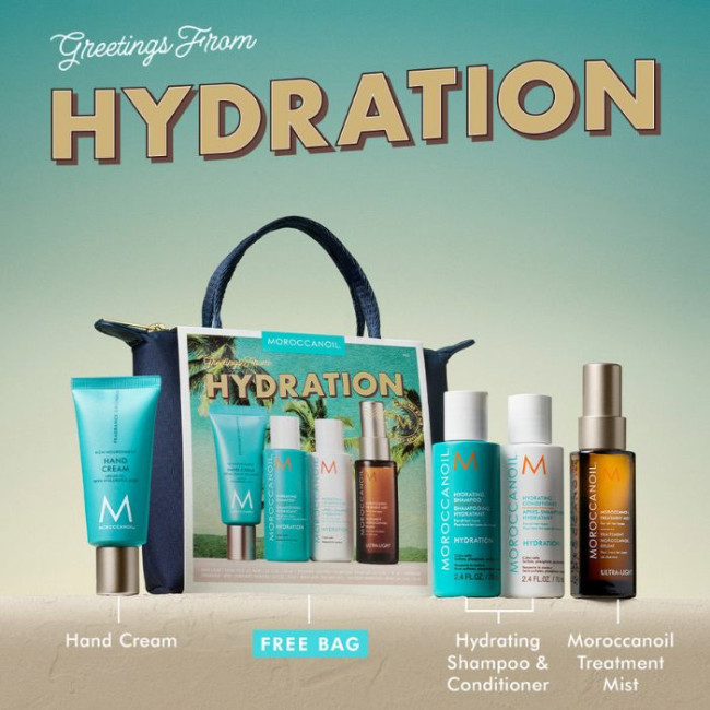 Trousse Voyage Hydratation Moroccanoil – Soin cheveux & crème mains offerte
