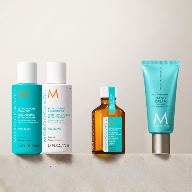 Trousse Voyage Volume Moroccanoil – Cheveux fins & crème mains offerte