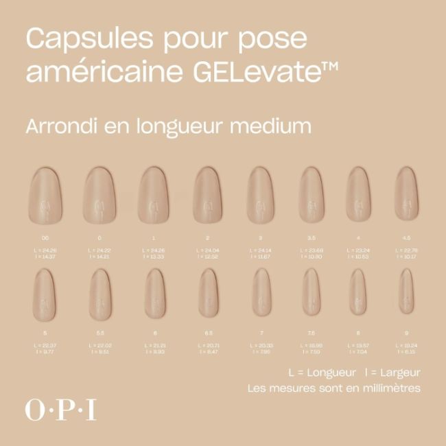 Recharge capsules gel Gelevate Arrondie Taille 7.5 Longueur Medium OPI